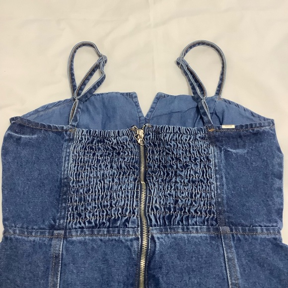 You Com Smocked back jeans straps mini-dress Size M (698) - Picture 6 of 16